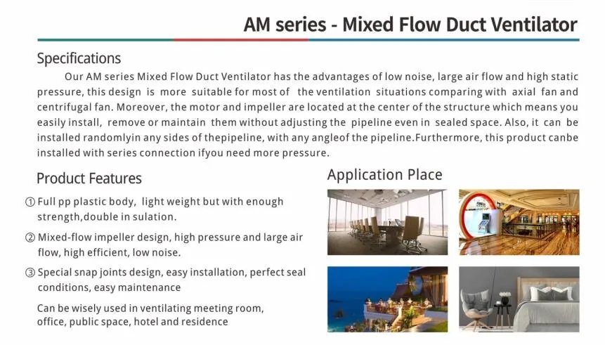 Hydroponic 100mm Customization Mixed Flow Duct Fan for Grow Tent Silent Extractor Fan