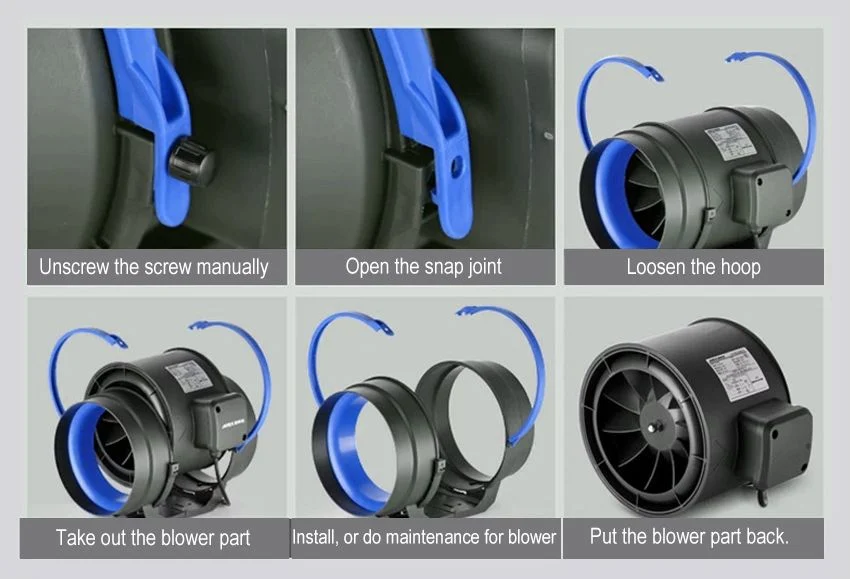 Hydroponic 100mm Customization Mixed Flow Duct Fan for Grow Tent Silent Extractor Fan